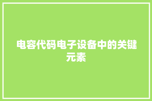 电容代码电子设备中的关键元素