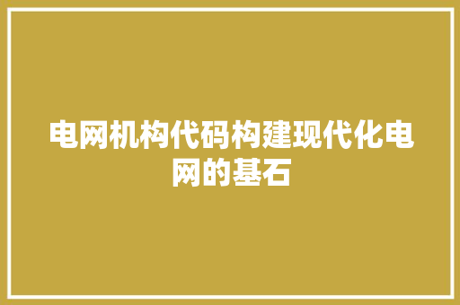 电网机构代码构建现代化电网的基石