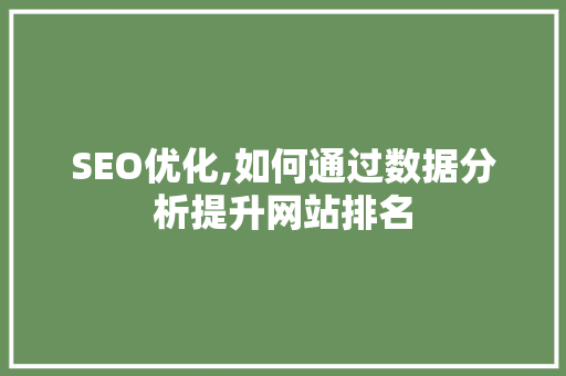 SEO优化,如何通过数据分析提升网站排名