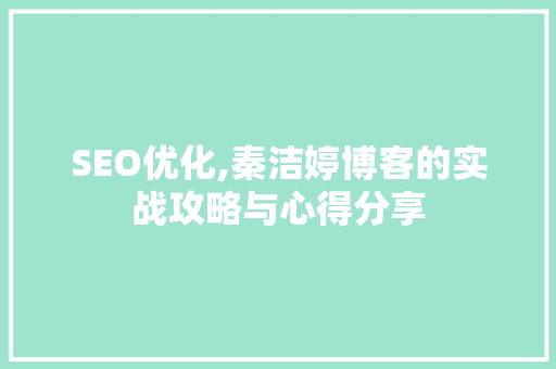 SEO优化,秦洁婷博客的实战攻略与心得分享