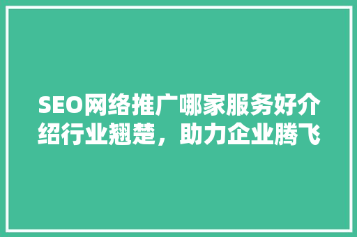 SEO网络推广哪家服务好介绍行业翘楚，助力企业腾飞