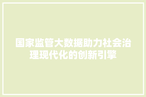 国家监管大数据助力社会治理现代化的创新引擎  第1张