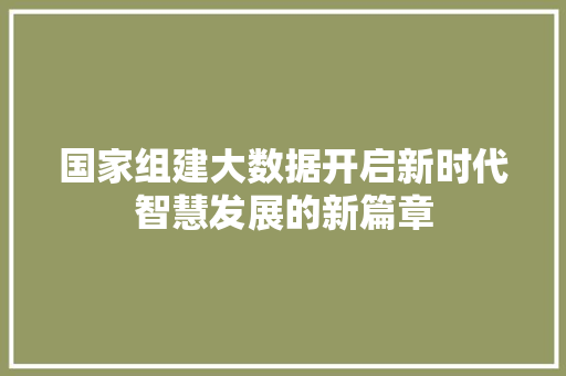 国家组建大数据开启新时代智慧发展的新篇章  第1张