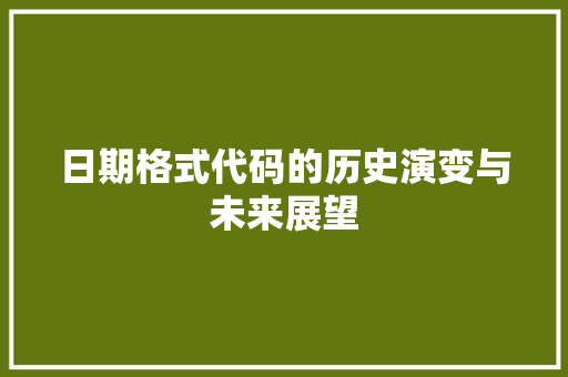 日期格式代码的历史演变与未来展望