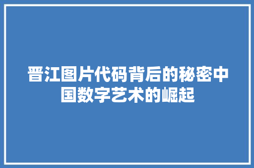 晋江图片代码背后的秘密中国数字艺术的崛起