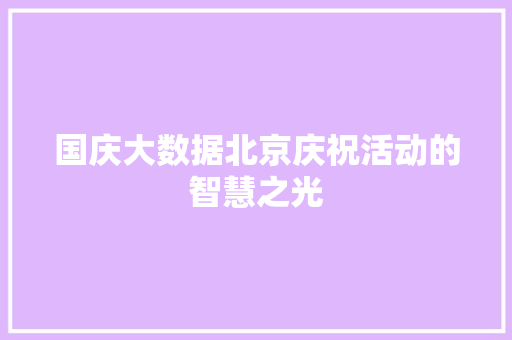 国庆大数据北京庆祝活动的智慧之光  第1张