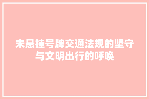 未悬挂号牌交通法规的坚守与文明出行的呼唤
