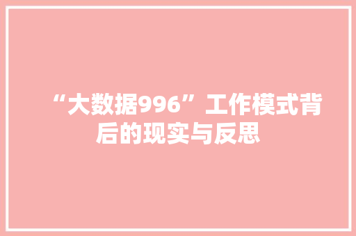 “大数据996”工作模式背后的现实与反思