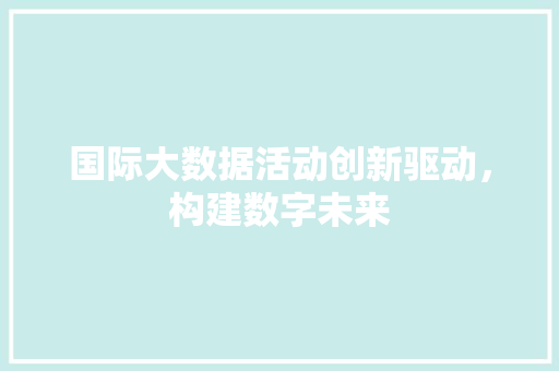 国际大数据活动创新驱动，构建数字未来