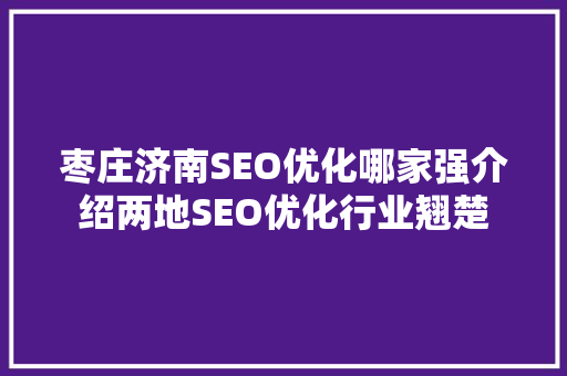 枣庄济南SEO优化哪家强介绍两地SEO优化行业翘楚