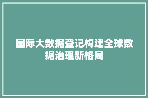 国际大数据登记构建全球数据治理新格局