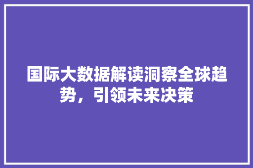 国际大数据解读洞察全球趋势，引领未来决策