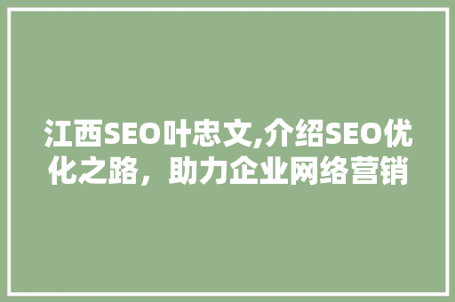 江西SEO叶忠文,介绍SEO优化之路，助力企业网络营销腾飞
