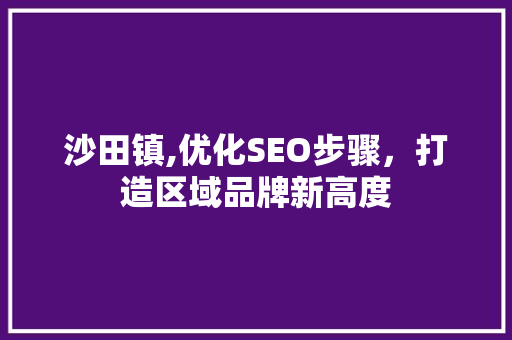 沙田镇,优化SEO步骤，打造区域品牌新高度