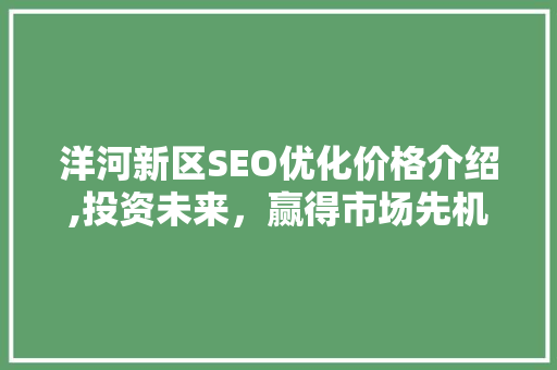 洋河新区SEO优化价格介绍,投资未来，赢得市场先机