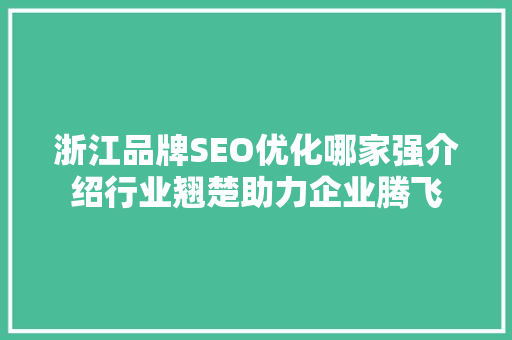 浙江品牌SEO优化哪家强介绍行业翘楚助力企业腾飞