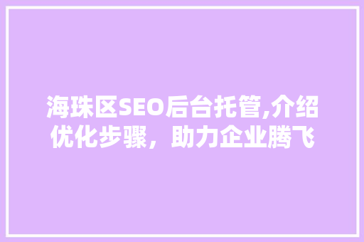 海珠区SEO后台托管,介绍优化步骤，助力企业腾飞