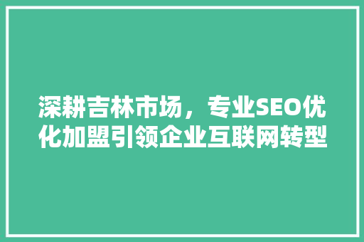 深耕吉林市场，专业SEO优化加盟引领企业互联网转型