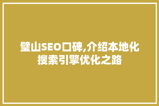 璧山SEO口碑,介绍本地化搜索引擎优化之路