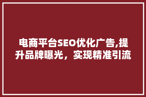 电商平台SEO优化广告,提升品牌曝光，实现精准引流