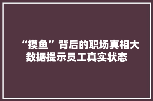 “摸鱼”背后的职场真相大数据提示员工真实状态