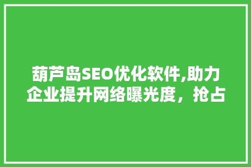 葫芦岛SEO优化软件,助力企业提升网络曝光度，抢占市场先机