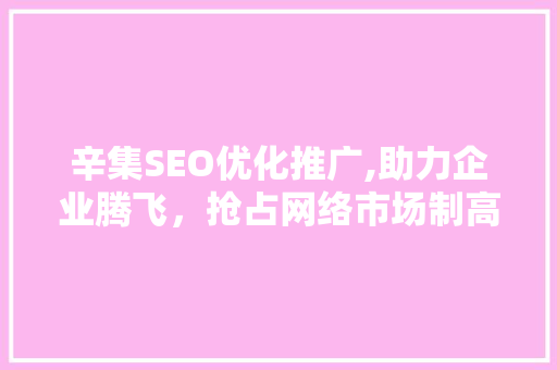 辛集SEO优化推广,助力企业腾飞，抢占网络市场制高点