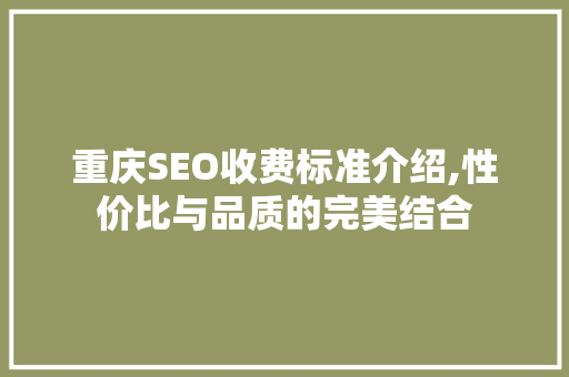 重庆SEO收费标准介绍,性价比与品质的完美结合