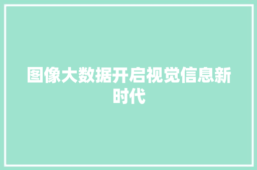 图像大数据开启视觉信息新时代  第1张