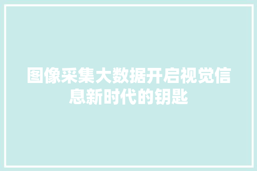 图像采集大数据开启视觉信息新时代的钥匙  第1张