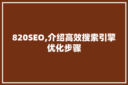 820SEO,介绍高效搜索引擎优化步骤