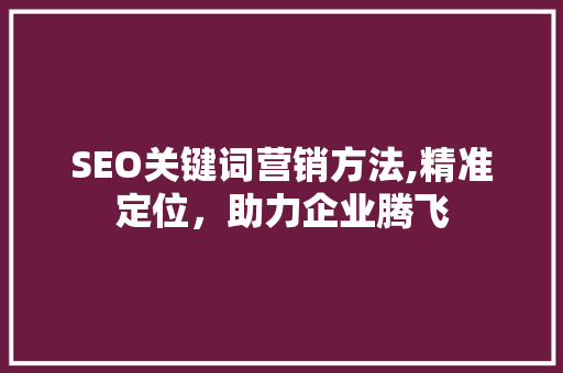 SEO关键词营销方法,精准定位，助力企业腾飞