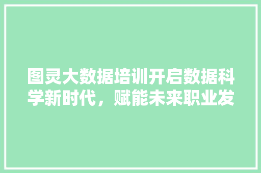 图灵大数据培训开启数据科学新时代，赋能未来职业发展
