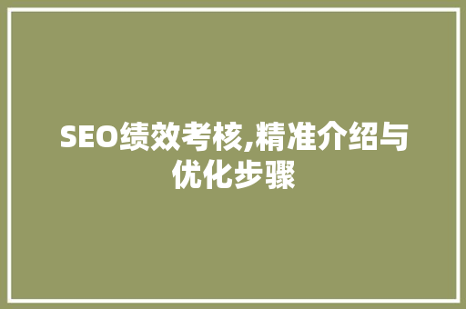 SEO绩效考核,精准介绍与优化步骤