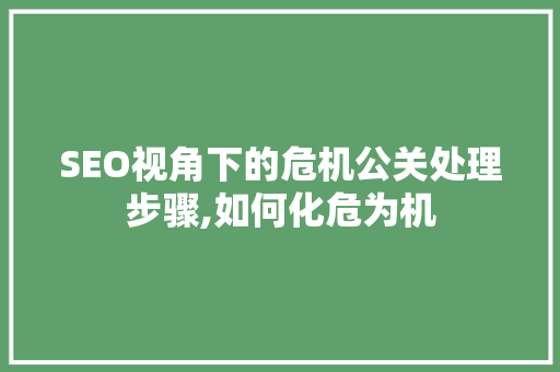 SEO视角下的危机公关处理步骤,如何化危为机