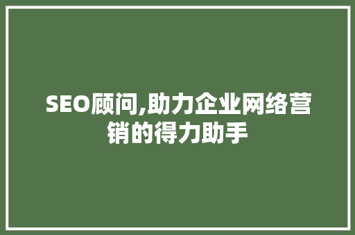 SEO顾问,助力企业网络营销的得力助手