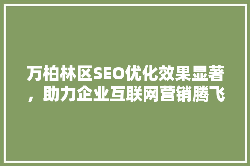 万柏林区SEO优化效果显著，助力企业互联网营销腾飞