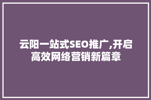 云阳一站式SEO推广,开启高效网络营销新篇章