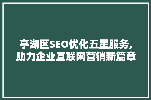 亭湖区SEO优化五星服务,助力企业互联网营销新篇章