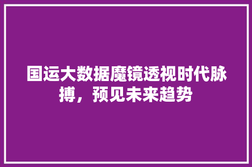 国运大数据魔镜透视时代脉搏，预见未来趋势
