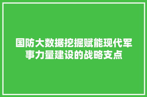 国防大数据挖掘赋能现代军事力量建设的战略支点  第1张