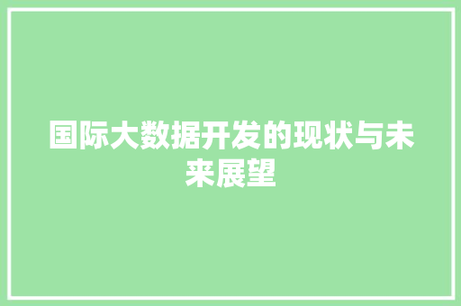 国际大数据开发的现状与未来展望  第1张