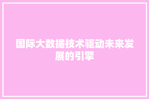 国际大数据技术驱动未来发展的引擎  第1张