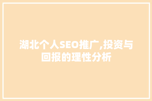 湖北个人SEO推广,投资与回报的理性分析