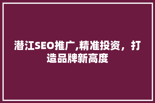 潜江SEO推广,精准投资，打造品牌新高度