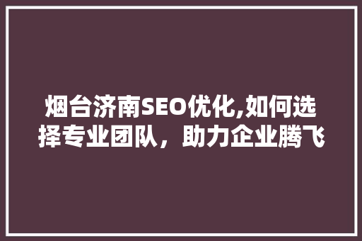 烟台济南SEO优化,如何选择专业团队，助力企业腾飞