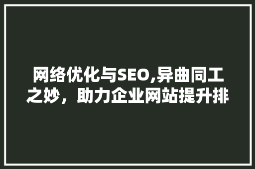 网络优化与SEO,异曲同工之妙，助力企业网站提升排名