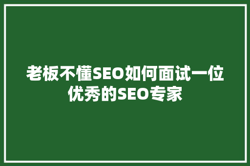 老板不懂SEO如何面试一位优秀的SEO专家