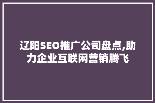 辽阳SEO推广公司盘点,助力企业互联网营销腾飞