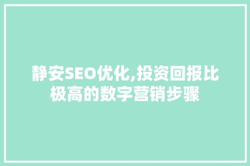 静安SEO优化,投资回报比极高的数字营销步骤
